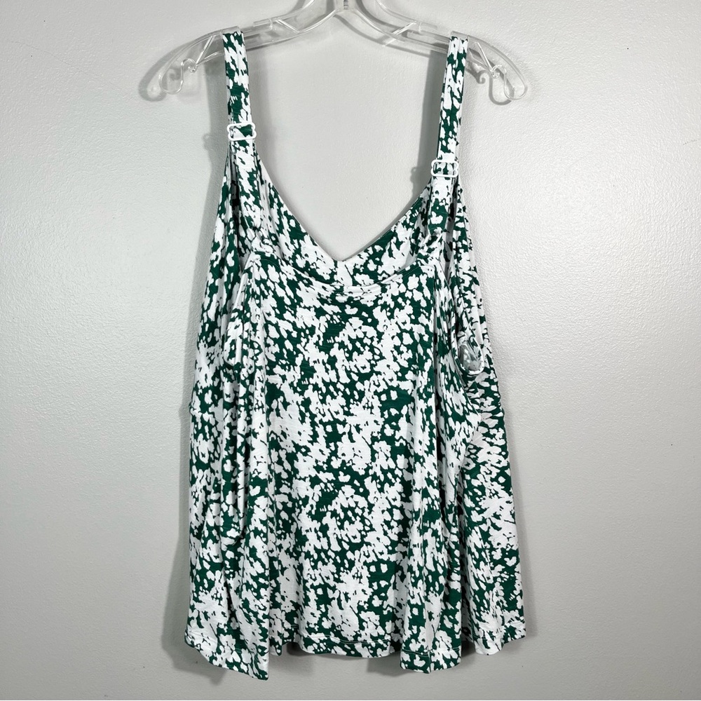 Lane Bryant Plus Size Green Floral Empire Waist Babydoll Cami Tank Top 26/28 3X - Picture 6 of 6